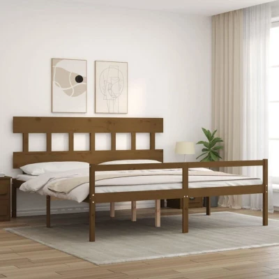 Image of vidaXL Senior Bed without Mattress Honey Brown 200x200 cm Solid Wood