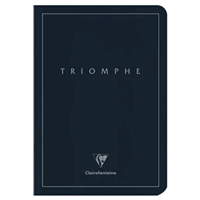 Image of Clairefontaine 37126C Collection Triomphe PLATINUM A Deep Blue Sewn Notebook A5 14.8 x 21 cm 96 Lined Pages 90 g Ivory Paper Card Cover Matte Lamination with Silver Marking