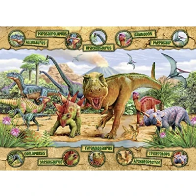 Image of Ravensburger Dinosaurs 100 Piece Jigsaw Puzzle for Kids Age 6 Years Up