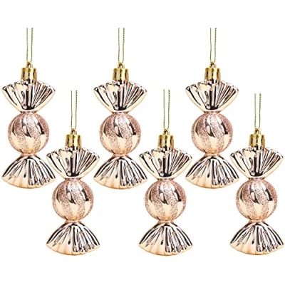 Image of Christmas Concepts® Pack of 690mm Sweet Shaped Baubles Shiny &amp; Glitter Decorated Tree Decorations (Rose Gold)