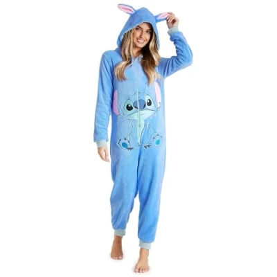 Image of Disney Onesies for Women, Fluffy Stitch Onesie Pyjamas, Gifts (Blue Stitch, XL)