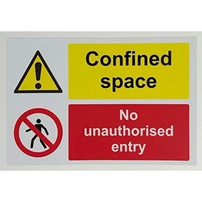 Image of Confined space no unauthorised entry sign 1.2mm rigid plastic 300mm x 200mm
