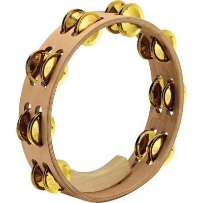 Image of Meinl Percussion Artisan Wood Tambourine 2 Row 10 inch Diameter Maple / Brass, Natural (AE MTA2B)