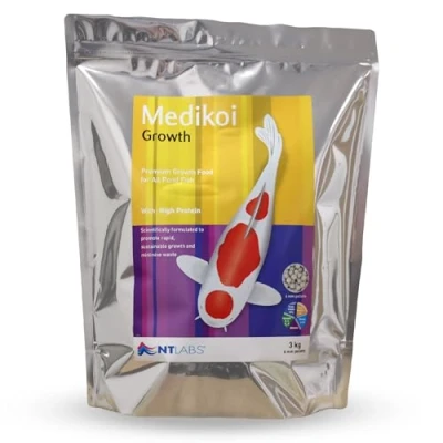 Image of NT Labs Medikoi Growth, Complete Feed for All Pond Fish, Ideal Late Spring and Summer Feeding, High Protein Koi Feed, Maintains Immune System, Fish Food (3 kg (Pack of 1), Standard)