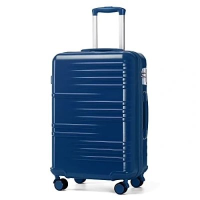 Image of British Traveller 28&quot; Large Suitcase Lightweight Hard Shell Luggage Durable Check in Hold with TSA Lock and 4 Spinner Wheels(28&quot;, Navy)
