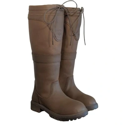 Image of Hera Waterproof Leather Country Riding Boots Dog Walking/Equestrian (Chocolate, UK Footwear Size System, Adult, Women, Numeric, Wide, 5)
