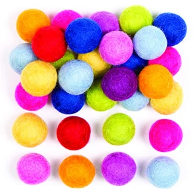 Image of Baker Ross AC902 Felt Balls Value Pack — Ideal for Kids&#039; Arts and Crafts, Christmas, Educational Toys, Gifts, Keepsakes More (Pack of 50), Assorted