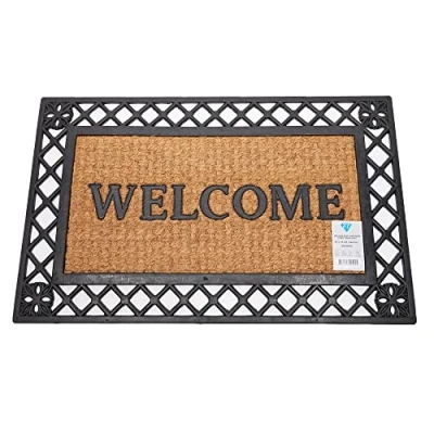 Image of ED Rubber Door Mats Natural Coir Non Slip PVC Backed Indoor &amp; Outdoor Heavy Duty 45 x 75cm (Welcome 2)