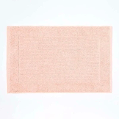 Image of HOMESCAPES Imperial Plain Bath Mat 50 x 80 cm Super Soft Bathroom 100% Turkish Cotton Shower (Peach)