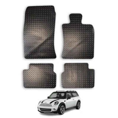 Image of 5mm Rubber Car Mats Compatible With Mini Clubman (2007 2015) [R55] Tailored Fit Floor Set Accessory Custom Anti Slip Backing Heavy Duty Waterproof Easy Clean Durable All Weather