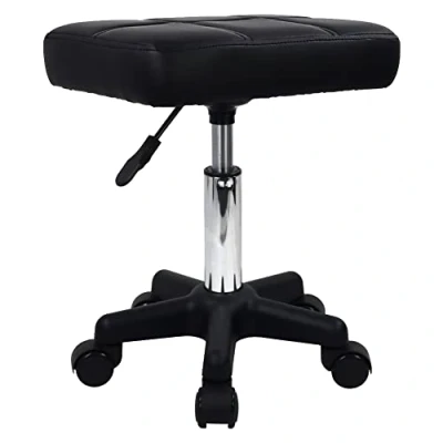 Image of FURWOO Rectangle Rolling Stool with Wheels Swivel Chair Spa for Salon Massage Home Kitchen Black