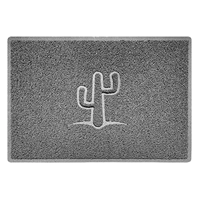 Image of Nicoman Cactus Embossed Shape Door Mat Dirt Trapper Washable Barrier Doormat (Use Indoor or Sheltered Outdoor) (90x60cm/3x2ft,Large) Grey