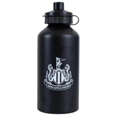 Image of Hy Pro Officially Licensed Newcastle United F.C. 500ml Aluminium Waterbottle Black, Intergrated Spout, Matt Finish, NUFC, Leakproof, Lightweight, Cap, Lid, 0.5L, Merchandise