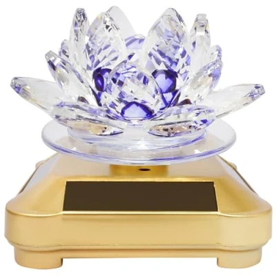 Image of Feng Shui Crystal Lotus Flower Solar Energy Decoration (Purple)