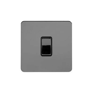 Image of Soho Lighting Black Nickel Flat Plate 10A 1 Gang 2 Way Light Switch Insert Screwless
