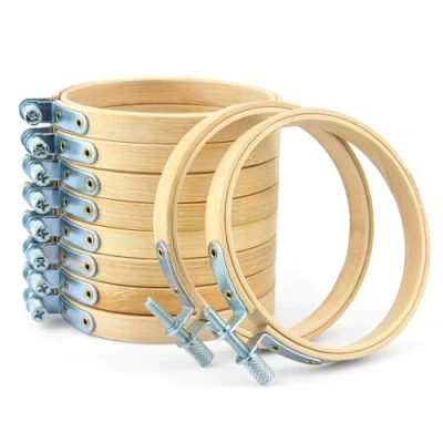 Image of 10 Pieces 3 Inch Round Embroidery Hoop Set Cross Stitch Hoops Adjustable Mini Bamboo Circle Rings for DIY Craft Sewing, Embroidery, Home Art Decoration, Handcraft, Sewing