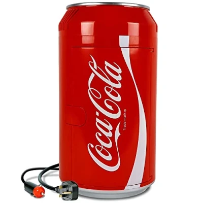 Image of Coca Cola Coke Mini Fridge For Bedrooms 5.4L Cool Box 8 Can Table Top Fridges Snacks Lunch Food Drinks Beverages RV Camping Car &amp; Travel 12v Portable Personal Cooler Red
