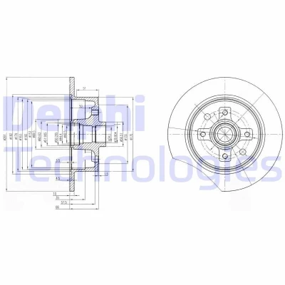 Image of 90250703 Brake disc DELPHI BG2571 261mm 10mm 4 solid Oiled Untreated VAUXHALL: Astra Mk2 CC, Calibra, Cavalier Mk3 Limousine