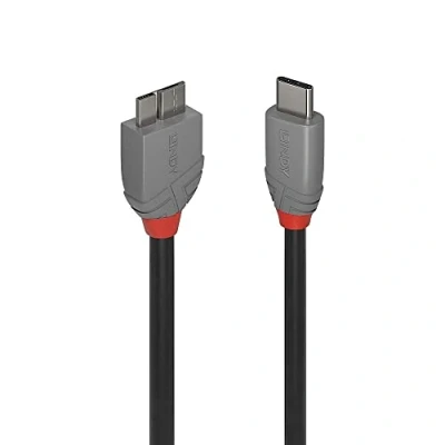 Image of LINDY 0.5m USB 3.2 Type C to Micro B Cable, 5Gbps, Anthra Line