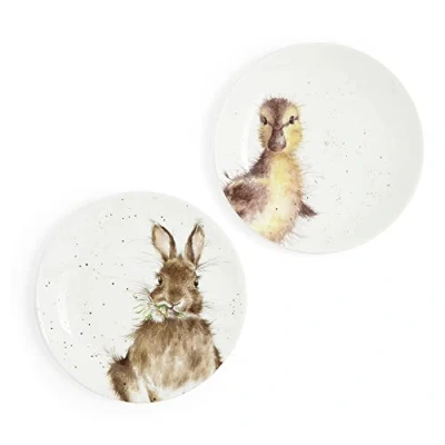 Image of Wrendale Designs Set of 2 Rabbit &amp; Duck Coupe Plates