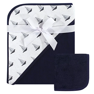 Image of Hudson Baby Print Woven Hooded Towel and Washcloth, Duck