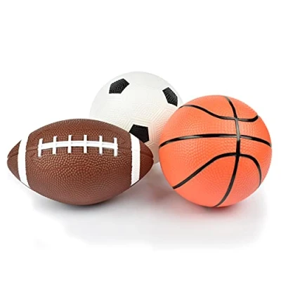 Image of Legami Set of 3 Mini Balls, Ball Set, 12 x 3.8 cm, Soccer Ball, American Football and a Basketball all in Miniature, Plastic