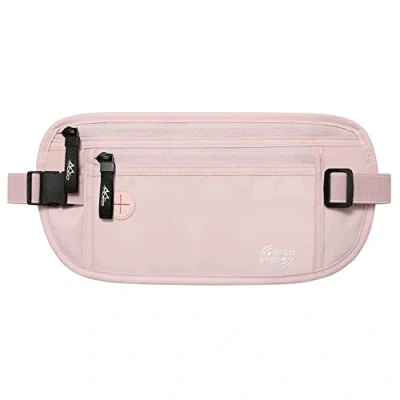 Image of MoKo Secure Travel Money Belt, Undercover Hidden RFID Blocking Wallet, Anti Theft Passport Wallets for Men Women, Pink
