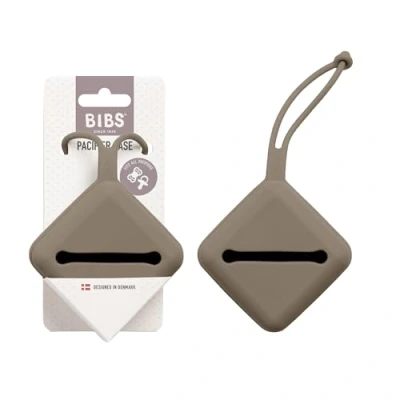 Image of BIBS Pacifier Case with Strap, for Storing and Transporting Soothers, Can Hold up to Three Dummies, 100% BPA Free Food Grade Material. Dark Oak