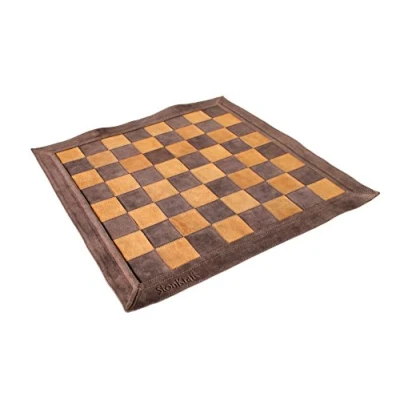 Image of Stonkraft 19&quot; x Genuine Leather Chess Brown Colour Roll up Tournament