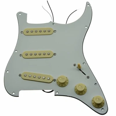 Image of KAISH Loaded American ST/Strat Style SSS Pickguard Prewired Pick Guard With Ceramic Pickups for Stratocaster/Strat Ivory 3 Ply Cream Covers and Knobs