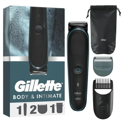 Image of Gillette Body and Intimate Men’s Trimmer i5, SkinFirst Pubic Hair for Men, Waterproof, Cordless Wet/Dry Use, Shaver Lifetime Sharp Blades