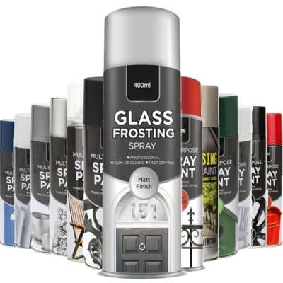 Image of AlezyB 1 x Multi Purpsoe Glass Frosting Spray Paint 400ml Professional Quality and Fantastic Finish, Interior, Exterior, Household for Metal Plastic Wood