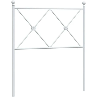 Image of vidaXL Metal Headboard for Bedroom Decor White Powder Coated Steel Bed Header, Easy Assembly, 80 cm Mattress Fit, Supportive Backrest