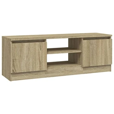 Image of vidaXL TV Cabinet in Sonoma Oak Engineered Wood Media Console with Door, Sturdy Stand Storage Compartments and Shelves&#039;