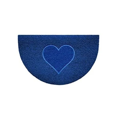 Image of Nicoman Embossed Halfmoon Half Circle Door Mat Dirt Trapper Jet Washable Doormat 70x44cm (Blue, HEART Shape) Use Indoor or Sheltered Outdoor