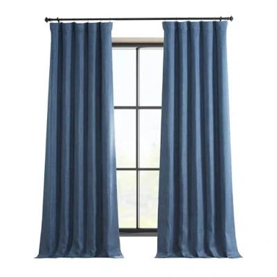 Image of HPD Half Price Drapes BOCH LN185 P Faux Linen Room Darkening Curtains for Bedroom (1 Panel), 50 X 120, Denim