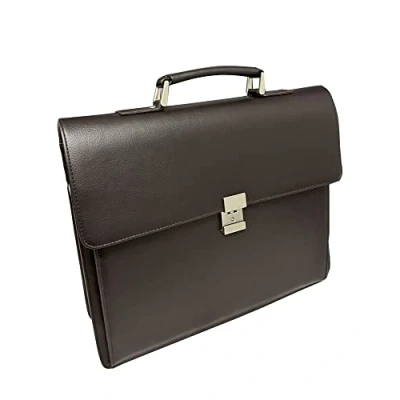 Image of Abitto Brown Leather Briefcase Laptop Bag