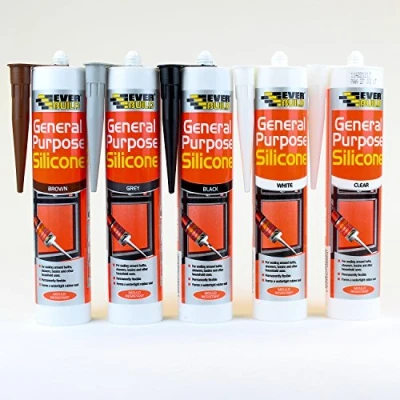 Image of 12X Everbuild General Purpose Clear Silicone Sealant Anti Fungal