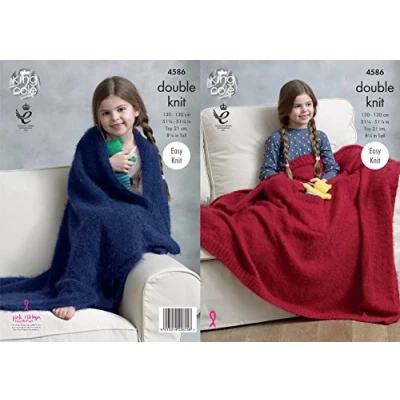 Image of King Cole Double Knitting Pattern Easy Knit Blankets &amp; Teddy Bear Embrace DK (4586)