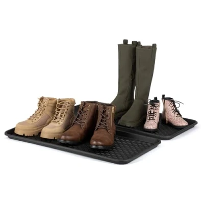 Image of Hillington Set of 2 Boot Shoe Tray Organiser Heavy Duty Non Slip Washable Multipurpose Floor Carpet Protection Perfect For Indoor Outdoor Garden Shed Garage Door