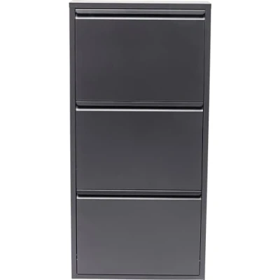 Image of Kare Design Shoe Container Caruso 3 Grey, Steel, Tipping Compartments, Space for 6 Pairs of Shoes, Slim, Saving, Storage Space, Hallway, Floor, 104x50x15 cm (H/W/D)