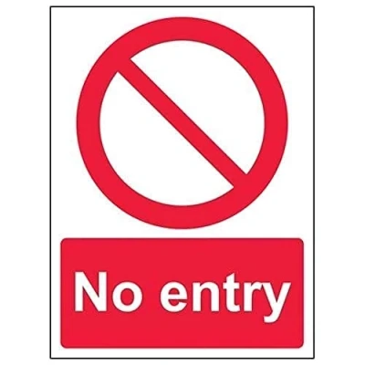 Image of V Safety No Entry Prohibition Sign 150mm x 200mm 1mm Rigid Plastic