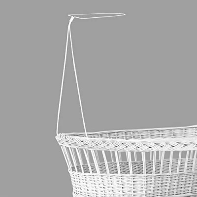 Image of Oval Shape Canopy/Drape/Mosquito Net Holder Fits Most Moses Baskets 70 cm White (Moses Basket Holder)