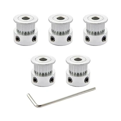 Image of SHCEEC GT2 Timing Pulleys 20 Teeth 5mm Bore 6mm Width for 3D Printer 2mm Pitch Aluminum Belt Pulley Wheel with Allen Wrench (Pack of 5Pcs)