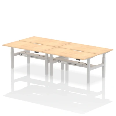Image of Air B2B 1600x800 Adjustable 4P Bench Desk Scalloped Maple/Silver