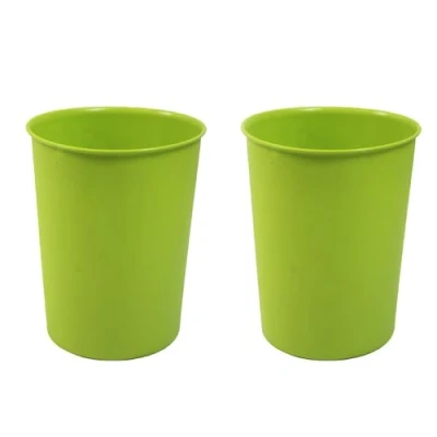Image of JVL Quality Vibrance Green Lightweight Plastic Waste Paper Basket Bin, Set of 2
