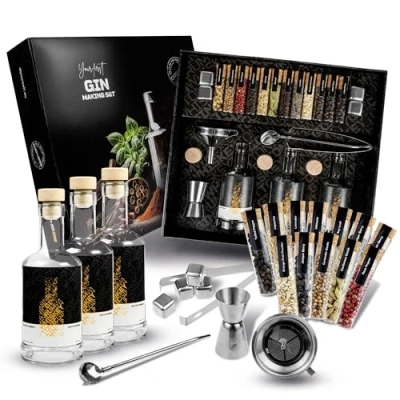Image of DIBYS Gin Making Kit with 12 Natural Botanicals &amp; Accessories DIY Infusion Set for Lovers Flavouring 4 Recipes Cocktails Gift Sets Women Men Tasting