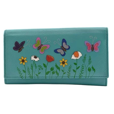 Image of Mala Leather Sophia Matinee Purse RFID 3513 42 (Turquoise)