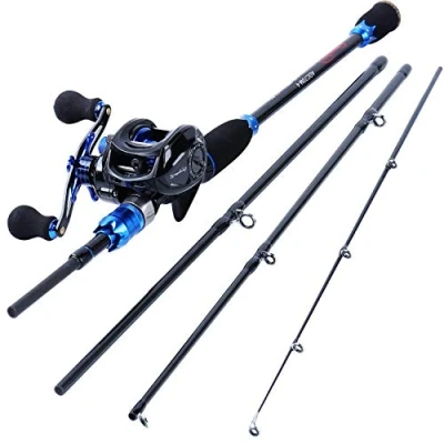 Image of Sougayilang Fishing Reel and Rod Combos,24 Ton Carbon Fiber Poles with Baitcasting Reel,7.0:1 Gear for Travel Freshwater
