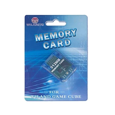 Image of WICAREYO Memory Card 512MB Large Capacity Game Storage Compatible for Wii NGC Gamecube Console Clear Blue
